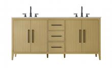 Elegant VF29372DMHB - Vanity Cabinet 4Dr 3Dw 72x21.5x35 Honey Brown
