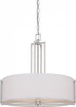 Nuvo 60/4756 - Gemini - 4 Light Pendant with Slate Gray Fabric Shade - Brushed Nickel Finish