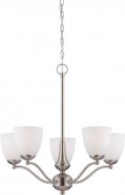 Nuvo 60/5035 - Patton - 5 Light Chandelier (Arms Up) with Frosted Glass - Brushed Nickel Finish