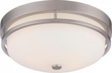 Nuvo 60/5486 - Neval; 2 Light; Flush Fixture with Satin White Glass; Brushed Nickel Finish