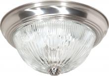 Nuvo 60/6023 - 2 Light; 11 in.; Flush Mount; Clear Ribbed Glass; Color retail packaging; Brushed Nickel Finish