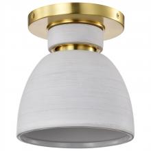Nuvo 60/8001 - Collins; 8 Inch Flush Mount; Ceramic with Gold Accents; Brushed Brass Finish
