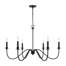 Austin Allen & Co. AA1029MB - 6-Light Chandelier in Matte Black with Decorative Double Bobeches